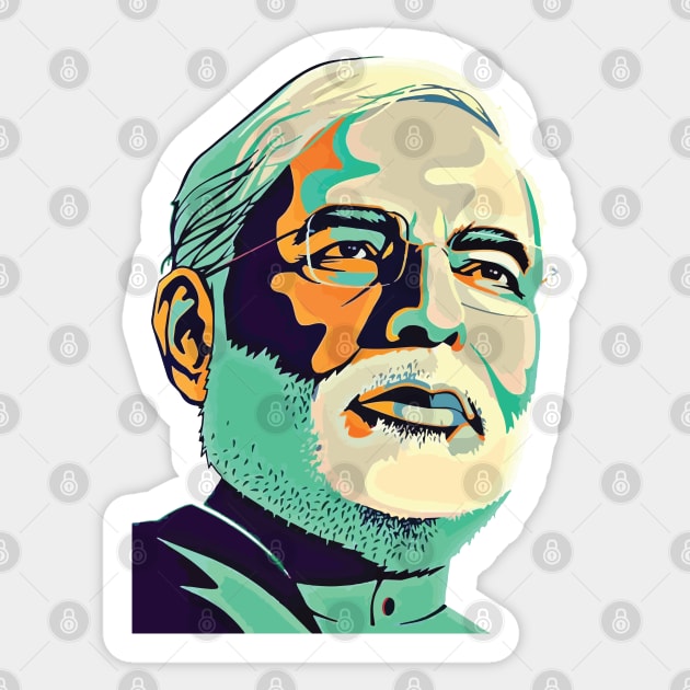 Narendra Modi India Prime Minister Namo BJP Supporter Sticker by alltheprints